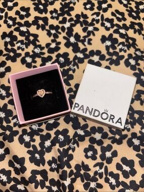 Pandora Heart Halo Ring in Rose Gold with Pink Center